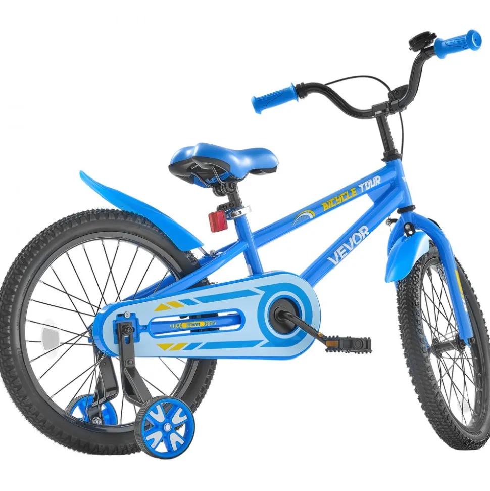 VEVOR Kids Bike, 18 Inches BMX Style Children Bicycle, Rider Height 3.61 ft - 4.59 ft, Training Wheels Included, Sturdy and Easy to Assemble, Toddler Bike for Boys & Girls Learning to Ride, Blue