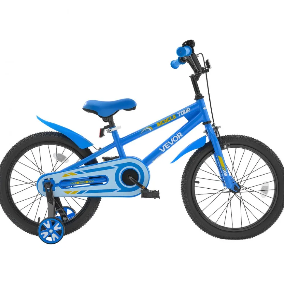 VEVOR Kids Bike, 18 Inches BMX Style Children Bicycle, Rider Height 3.61 ft - 4.59 ft, Training Wheels Included, Sturdy and Easy to Assemble, Toddler Bike for Boys & Girls Learning to Ride, Blue
