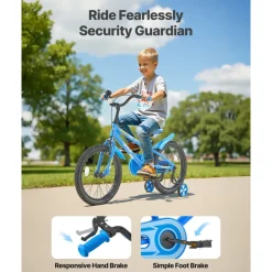 VEVOR Kids Bike, 18 Inches BMX Style Children Bicycle, Rider Height 3.61 ft - 4.59 ft, Training Wheels Included, Sturdy and Easy to Assemble, Toddler Bike for Boys & Girls Learning to Ride, Blue