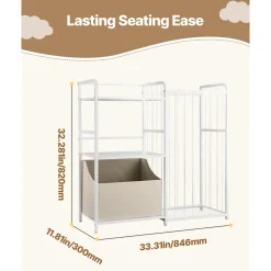 VEVOR Kids Bookshelf and Stuffed Animal Storage, Toy Storage Organizer, 2-Tier Book Shelf with Fabric Toy Chest, Toy Storage for Kids Room, Living Room, Entryway, Nursury, Preschool, White