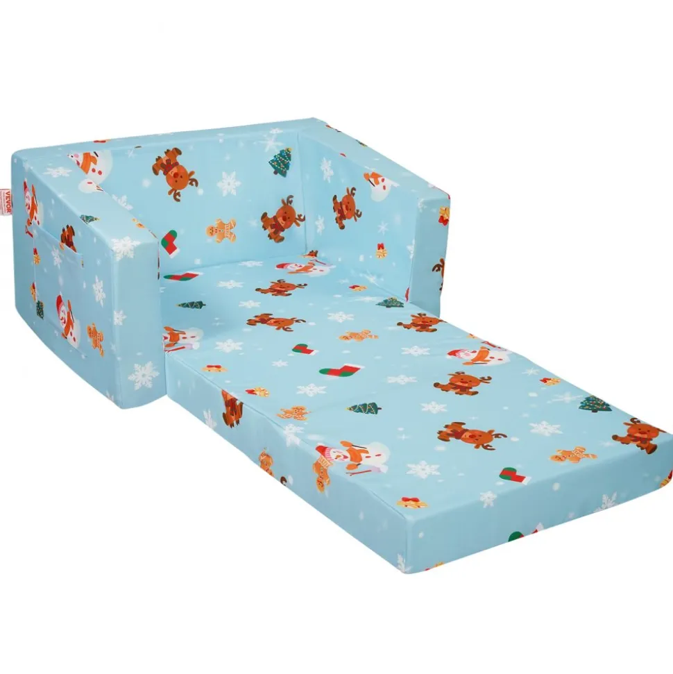 VEVOR Kids Couch, 2-in-1 Toddler Chairs Comfy, Toddler Couch Sofa Bed Fold Out, Convertible Sofa to Lounger, Kids Chair Seat Playroom Furniture for Kids Girls & Boys, Sky Blue