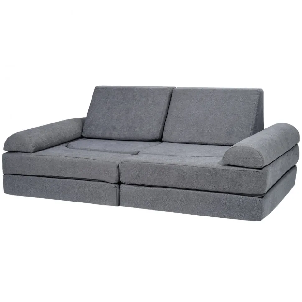 VEVOR Kids Couch, 10Pcs Modular Kids Play Couch, Toddler Couch Sofa Bed, Kids Chair Seat Playroom Furniture, Kids Sofa with Removable Cover for Kids Girls & Boys, Grey
