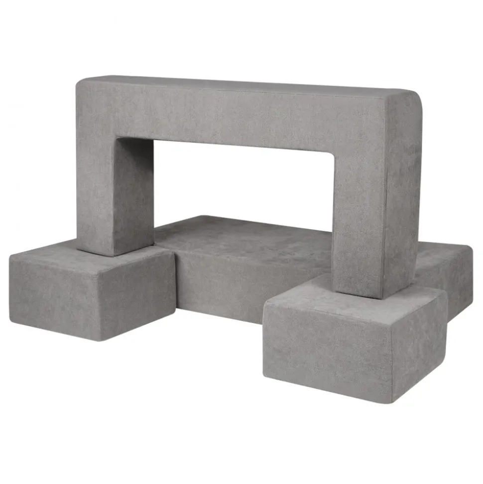 VEVOR Kids Couch, 4Pcs Modular Kids Play Couch, Toddler Couch Sofa Bed, Kids Chair Seat Playroom Furniture, Child Sectional Sofa with Removable Cover for Kids Girls & Boys, Grey