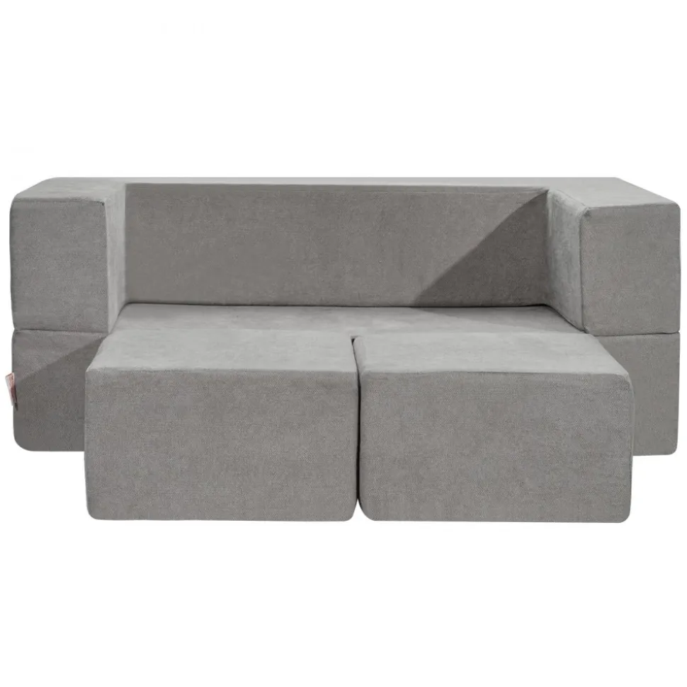 VEVOR Kids Couch, 4Pcs Modular Kids Play Couch, Toddler Couch Sofa Bed, Kids Chair Seat Playroom Furniture, Child Sectional Sofa with Removable Cover for Kids Girls & Boys, Grey