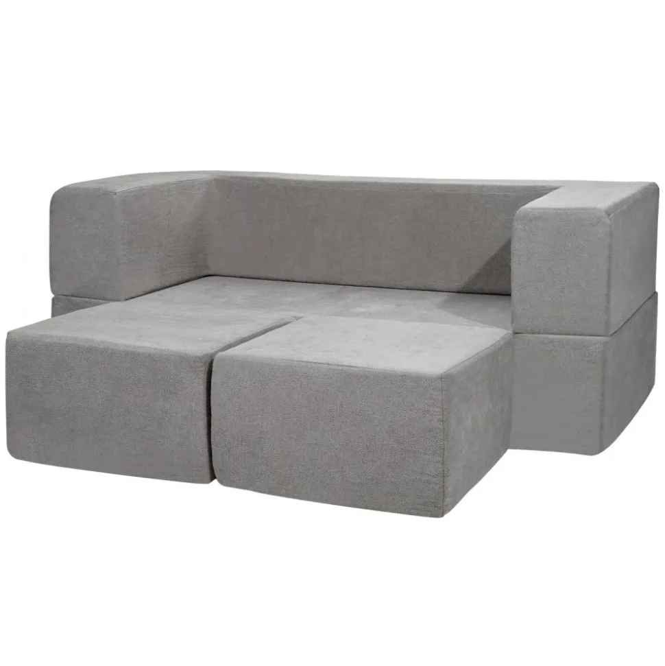VEVOR Kids Couch, 4Pcs Modular Kids Play Couch, Toddler Couch Sofa Bed, Kids Chair Seat Playroom Furniture, Child Sectional Sofa with Removable Cover for Kids Girls & Boys, Grey