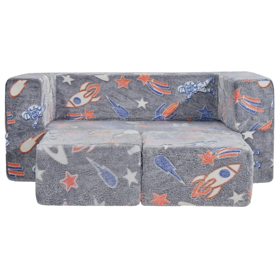 VEVOR Kids Couch, 4Pcs Toddler Couch Sofa Bed, Kids Chair Seat Playroom Furniture, Child Sectional Sofa with Removable Cover for Kids Girls & Boys, Dark Grey