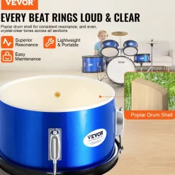 VEVOR Kids Drum Set, 5-Piece, 16 in Beginner Full Drum Set with Bass Toms Snare Floor Drum Adjustable Throne Cymbal Hi-Hat Pedal and Two Pairs of Drumsticks, Starter Drum Kit for Child Kids, Black
