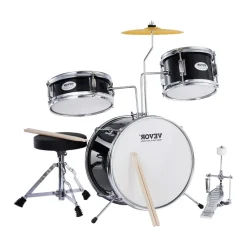 VEVOR Kids Drum Set, 3-Piece, 14 in Beginner Drum Set with Adjustable Throne Cymbal Pedal Two Pairs of Drumsticks, 8'' Tom Drum 10'' Snare Drum 14'' Bass Drum, Starter Drum Kit for Child Kids, Blue