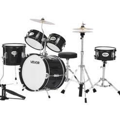 VEVOR Kids Drum Set, 5-Piece 16 in Junior Drum Sets, Beginner Drums Set with Adjustable Throne, Cymbal & Two Pairs of Drumsticks, Musical Learning Drums Instruments Kit, for Children Ages 6-13 (Red)