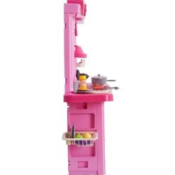 VEVOR Kids Kitchen Playset, 3-in-1 Toddler Kitchen with Simulated Spray, Sounds and Lights, Play Kitchen Set with 74 PCS Cooking Accessory Set for Toddlers, Preschoolers, Children Ages 3-8, Pink