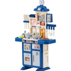 VEVOR Kids Kitchen Playset, Toddler Kitchen with Cooking Stove with Steam, Sounds and Lights, Play Kitchen Set with 48 PCS Cooking Accessory Set for Toddlers, Preschoolers, Children Ages 3-5, Blue