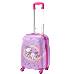 VEVOR Kids Luggage Set, 5 Piece, 18 Inch Hardside Rolling Wheels Suitcase with Backpack & U-shape Pillow, Unicorn Kids Carry on Luggage Set, Holiday Birthday Gift for Girls Boys, Airline Approved