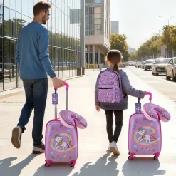 VEVOR Kids Luggage Set, 5 Piece, 18 Inch Hardside Rolling Wheels Suitcase with Backpack & U-shape Pillow, Unicorn Kids Carry on Luggage Set, Holiday Birthday Gift for Girls Boys, Airline Approved
