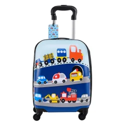 VEVOR Kids Luggage Set, 5 Piece, 18 Inch Hardside Rolling Wheels Suitcase with Backpack & U-shape Pillow, Truck Kids Carry on Luggage Set, Holiday Birthday Gift for Girls Boys, Airline Approved