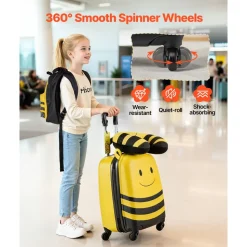 VEVOR Kids Luggage Set, 2 Piece, 18 Inch Hardside Rolling Wheels Suitcase with Hard-Shell Backpack, Unicorn Kids Carry on Luggage Set, Holiday Birthday Gift for Girls & Boys, Airline Approved