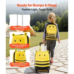 VEVOR Kids Luggage Set, 2 Piece, 18 Inch Hardside Rolling Wheels Suitcase with Hard-Shell Backpack, Unicorn Kids Carry on Luggage Set, Holiday Birthday Gift for Girls & Boys, Airline Approved