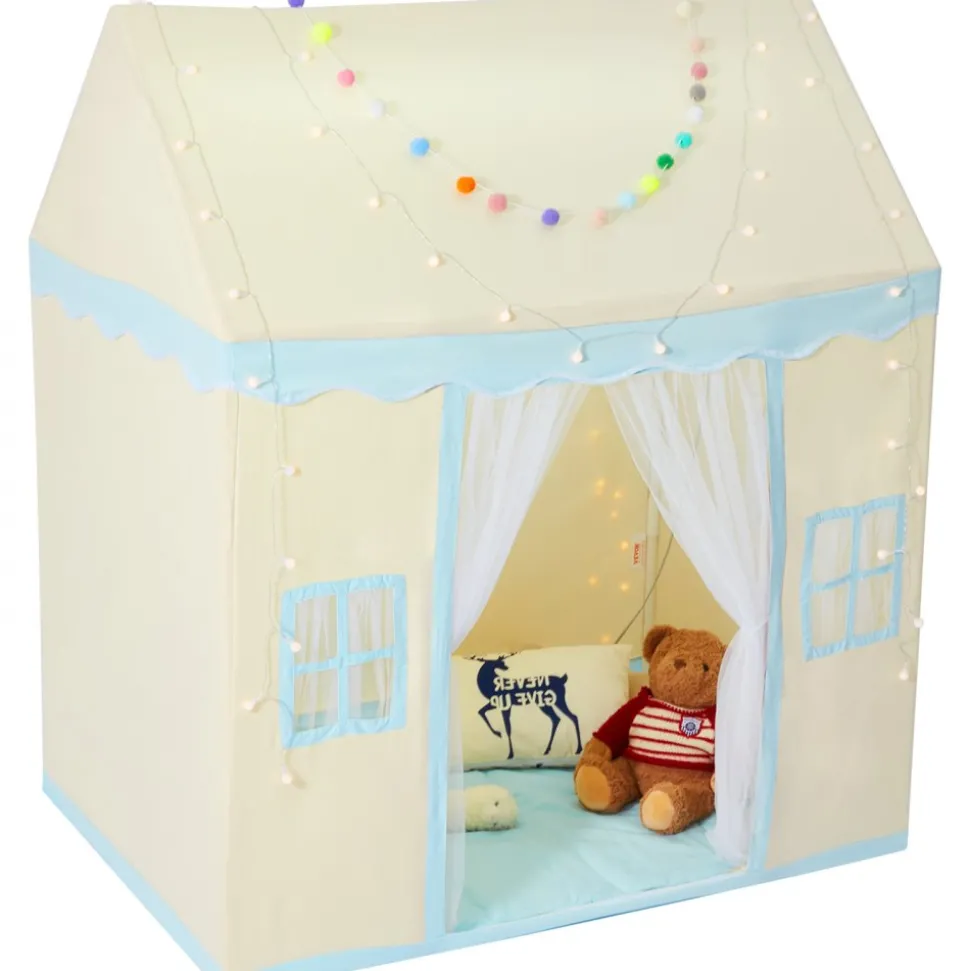 VEVOR Kids Play Tent, Kids Tent for Kids 1-5 Years Old, Toddler Tent with Mat and Tent Lamp, Tent for Kids with Windows for Indoor and Outdoor, Play House Castle Tent for Boys and Girls, Beige