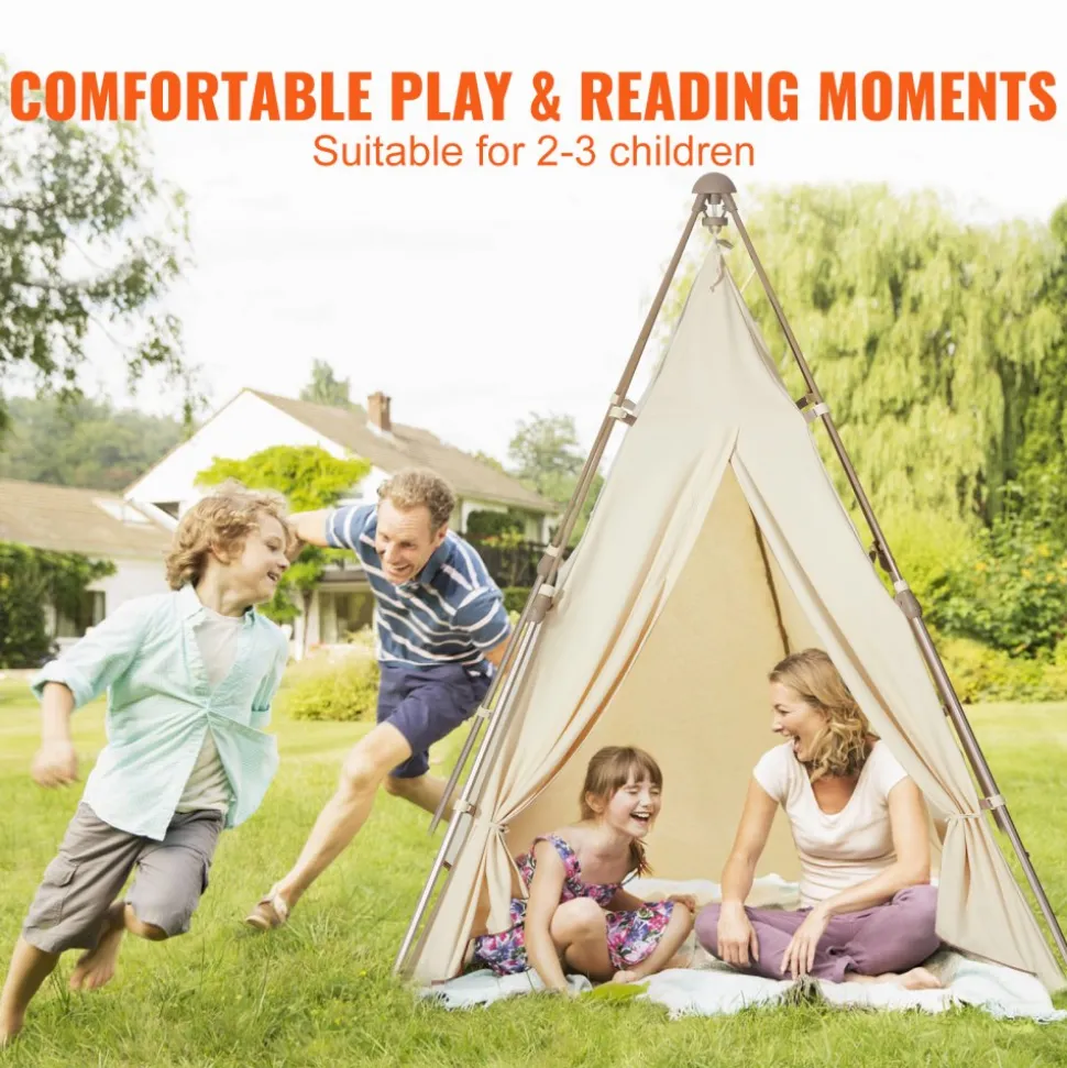 VEVOR Kids Play Tent, Teepee Tent for Kids 1-5 Years Old, Tent for Kids with Windows for Indoor and Outdoor, Foldable Toddler Tent with Mat and Carrying Bag, Kids Tent for Boys and Girls, Beige
