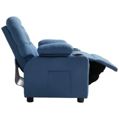 VEVOR Kids Recliner Chair, Toddler Lounger with Cup Holders & Pockets, 107° to 126° Adjustable Back, Breathable Polyester Upholstery Reclining Sofa with Foot-rest, for Boys and Girls, Children (Blue)