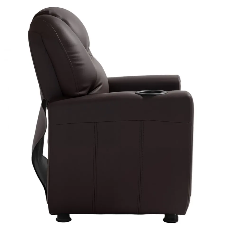 VEVOR Kids Reclining Chair, Toddler Recliner with Cup Holder, 101° to 121° Adjustable Backrest, Easy-to-Clean PU Leather Recliner Couch with Footrest, 90 lbs Load, for Boys & Girls, Children (Brown)