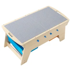 VEVOR Kids Reversible Wooden Activity Table, Multi-Purpose Activity Play Table with 200 Building Bricks & 3 Storage Bins for Kids 3+ Years, Large Storage Space, Present for Boys & Girls, Natural