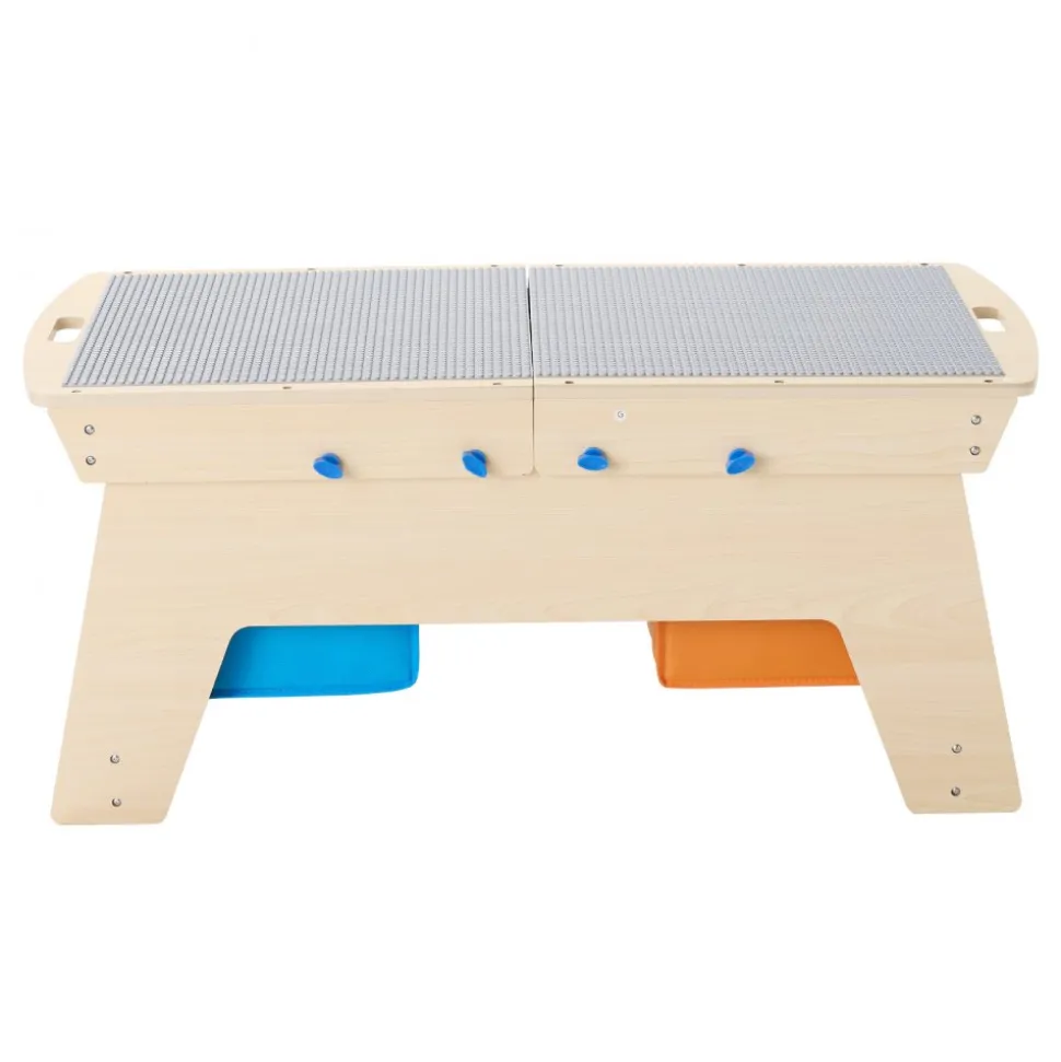 VEVOR Kids Reversible Wooden Activity Table, Multi-Purpose Activity Play Table with 200 Building Bricks & 3 Storage Bins for Kids 3+ Years, Large Storage Space, Present for Boys & Girls, Natural