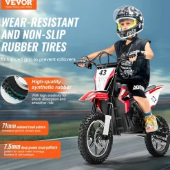 VEVOR Kids Ride On Motorcycle, 36V Battery Powered Electric Motorcycle with Speed Up to 15.5mph, Treaded Tires, Battery Gauge, Dual Brakes, Ride on Toys for Children Boys Girls Aged 14+