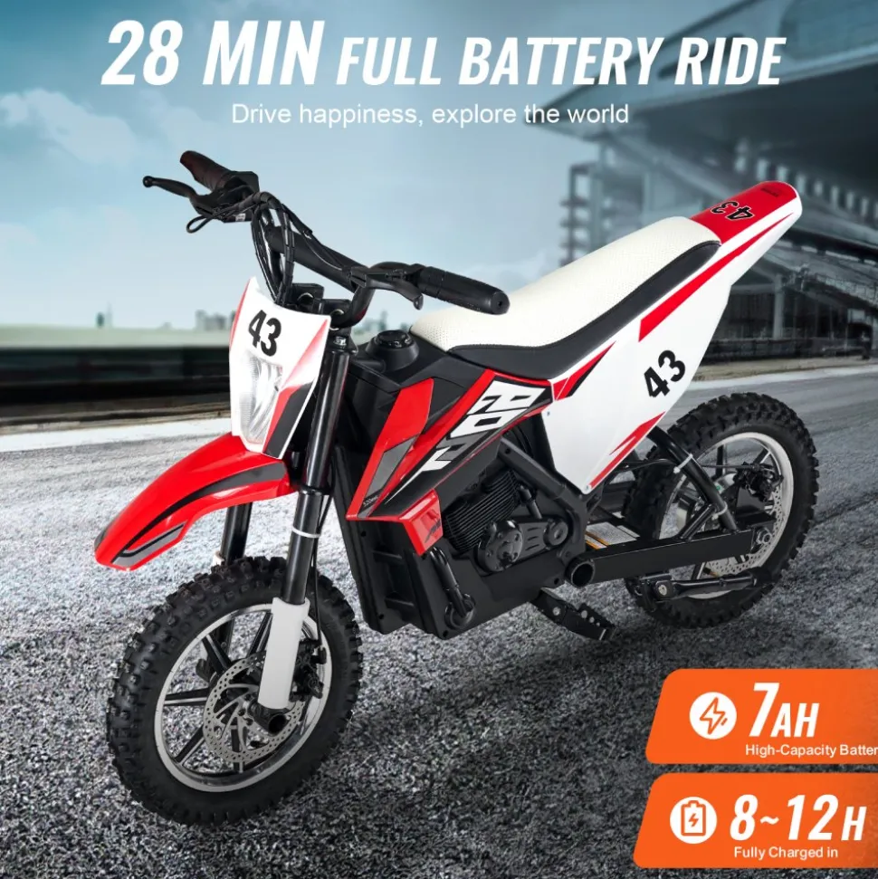 VEVOR Kids Ride On Motorcycle, 36V Battery Powered Electric Motorcycle with Speed Up to 15.5mph, Treaded Tires, Battery Gauge, Dual Brakes, Ride on Toys for Children Boys Girls Aged 14+
