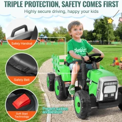 VEVOR Kids Ride on Tractor 12V Electric Toy Tractor with Trailer Remote Control