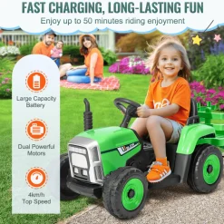 VEVOR Kids Ride on Tractor 12V Electric Toy Tractor with Trailer Remote Control