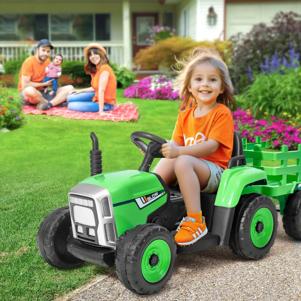 VEVOR Kids Ride on Tractor 12V Electric Toy Tractor with Trailer Remote Control