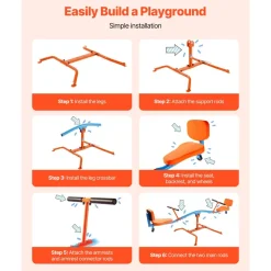 VEVOR Kids Seesaw, 300 lbs Load Capacity, Sit and Spin Teeter Totter with Easy-Grip Handles, Kids Outdoor Playground Equipment, Outside Toys, Swiveling 360 Degrees Rotating for Children Aged 3+