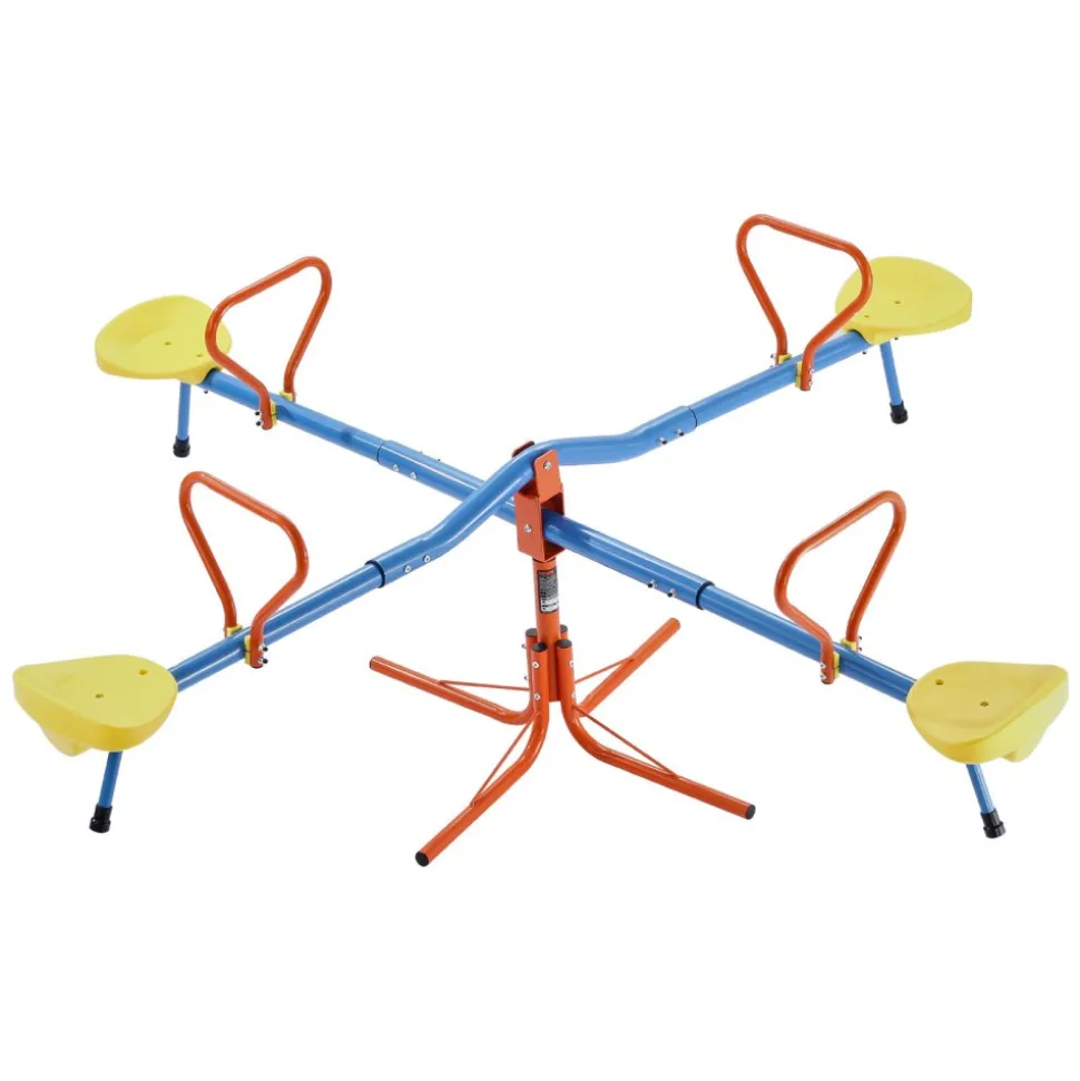 VEVOR Kids Seesaw, 55 lbs Load Capacity per Seat, Sit and Spin Teeter Totter with Handles, Kids Outdoor Playground Equipment, Swiveling 360 Degrees Rotating for Children Aged 3+, Multi Colored
