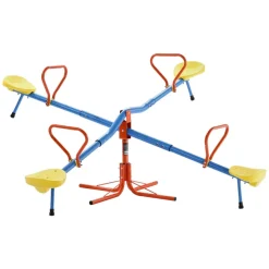 VEVOR Kids Seesaw, 55 lbs Load Capacity per Seat, Sit and Spin Teeter Totter with Handles, Kids Outdoor Playground Equipment, Swiveling 360 Degrees Rotating for Children Aged 3+, Multi Colored