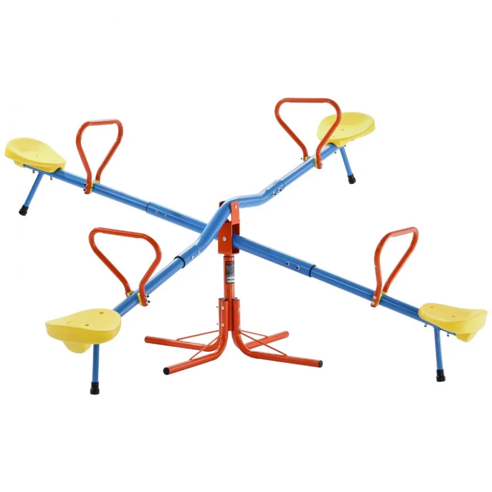 VEVOR Kids Seesaw, 55 lbs Load Capacity per Seat, Sit and Spin Teeter Totter with Handles, Kids Outdoor Playground Equipment, Swiveling 360 Degrees Rotating for Children Aged 3+, Multi Colored
