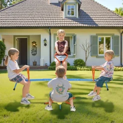 VEVOR Kids Seesaw, 55 lbs Load Capacity per Seat, Sit and Spin Teeter Totter with Handles, Kids Outdoor Playground Equipment, Swiveling 360 Degrees Rotating for Children Aged 3+, Multi Colored