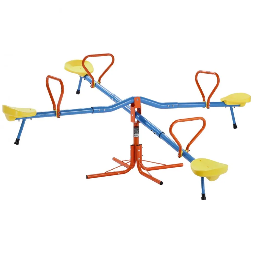 VEVOR Kids Seesaw, 55 lbs Load Capacity per Seat, Sit and Spin Teeter Totter with Handles, Kids Outdoor Playground Equipment, Swiveling 360 Degrees Rotating for Children Aged 3+, Multi Colored