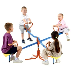 VEVOR Kids Seesaw, 55 lbs Load Capacity per Seat, Sit and Spin Teeter Totter with Handles, Kids Outdoor Playground Equipment, Swiveling 360 Degrees Rotating for Children Aged 3+, Multi Colored