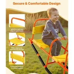 VEVOR Kids Seesaw, 200 lbs Load Capacity, Metal Rocking Teeter Totter with Handles, Toddler Seesaw for Children Aged 3+, Kids Outdoor Playground Equipment for Lawn, Backyard, Playground, 2 Seats