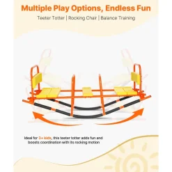 VEVOR Kids Seesaw, 200 lbs Load Capacity, Metal Rocking Teeter Totter with Handles, Toddler Seesaw for Children Aged 3+, Kids Outdoor Playground Equipment for Lawn, Backyard, Playground, 2 Seats