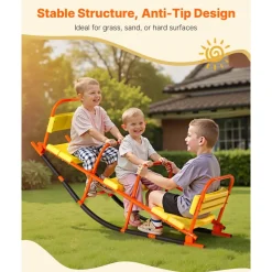 VEVOR Kids Seesaw, 200 lbs Load Capacity, Metal Rocking Teeter Totter with Handles, Toddler Seesaw for Children Aged 3+, Kids Outdoor Playground Equipment for Lawn, Backyard, Playground, 2 Seats
