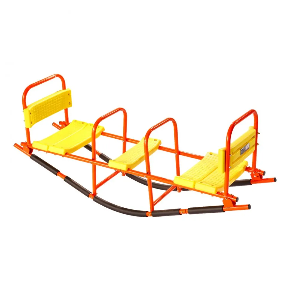 VEVOR Kids Seesaw, 200 lbs Load Capacity, Metal Rocking Teeter Totter with Handles, Toddler Seesaw for Children Aged 3+, Kids Outdoor Playground Equipment for Lawn, Backyard, Playground, 2 Seats