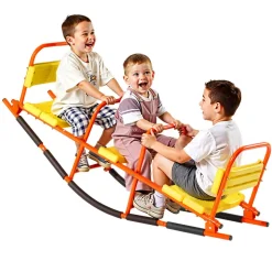 VEVOR Kids Seesaw, 200 lbs Load Capacity, Metal Rocking Teeter Totter with Handles, Toddler Seesaw for Children Aged 3+, Kids Outdoor Playground Equipment for Lawn, Backyard, Playground, 2 Seats