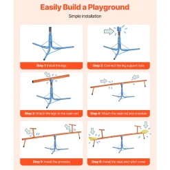 VEVOR Kids Seesaw, 100 lbs Load Capacity per Seat, Sit and Spin Teeter Totter with 3-prong Support Legs, Kids Outdoor Playground Equipment, Swiveling 360 Degrees Rotating for Children Aged 3+