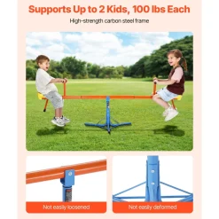 VEVOR Kids Seesaw, 100 lbs Load Capacity per Seat, Sit and Spin Teeter Totter with 3-prong Support Legs, Kids Outdoor Playground Equipment, Swiveling 360 Degrees Rotating for Children Aged 3+