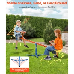 VEVOR Kids Seesaw, 100 lbs Load Capacity per Seat, Sit and Spin Teeter Totter with 3-prong Support Legs, Kids Outdoor Playground Equipment, Swiveling 360 Degrees Rotating for Children Aged 3+