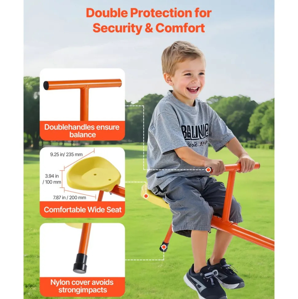 VEVOR Kids Seesaw, 100 lbs Load Capacity per Seat, Sit and Spin Teeter Totter with 4-prong Support Legs, Kids Outdoor Playground Equipment, Swiveling 360 Degrees Rotating for Children Aged 3+