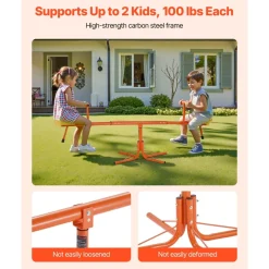 VEVOR Kids Seesaw, 100 lbs Load Capacity per Seat, Sit and Spin Teeter Totter with 4-prong Support Legs, Kids Outdoor Playground Equipment, Swiveling 360 Degrees Rotating for Children Aged 3+