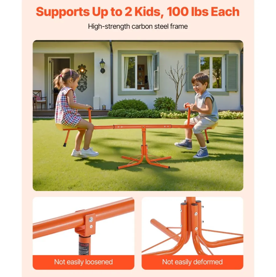 VEVOR Kids Seesaw, 100 lbs Load Capacity per Seat, Sit and Spin Teeter Totter with 4-prong Support Legs, Kids Outdoor Playground Equipment, Swiveling 360 Degrees Rotating for Children Aged 3+