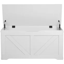 VEVOR Kids Storage Bench, Wooden Toy Box Chest, Large Storage Cabinet with Safety Hinge, Toddlers Storage Bench for Playroom, Living Room or Entryway, Easy Assembly, 38.98 x 15.55 x 18.9 in, White